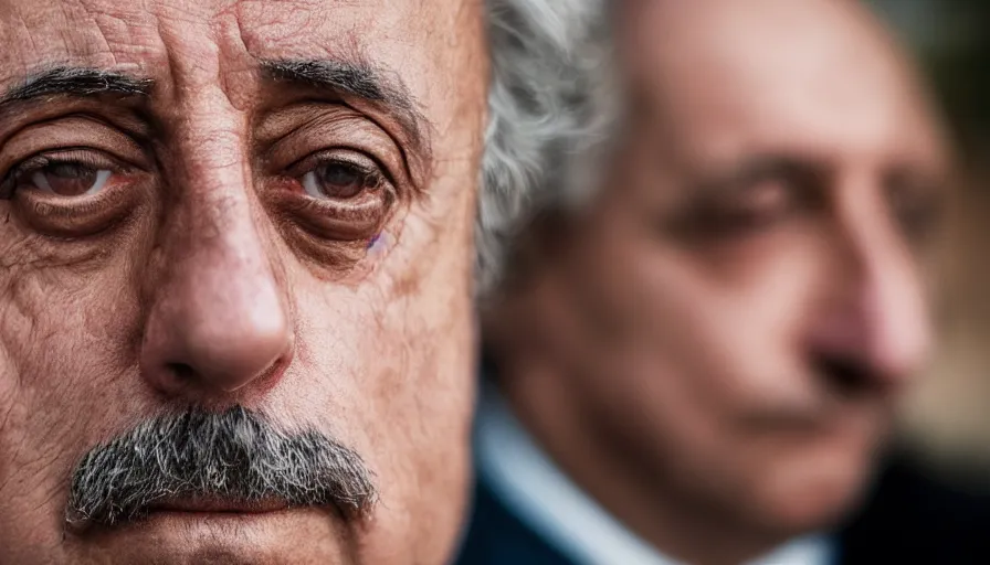 Image similar to hyper-realistic and anamorphic 2010s movie still close-up portrait of Giovanni Falcone, by Paolo Sorrentino, Leica SL2 30mm, beautiful color, high quality, high textured, lens flare, refined face