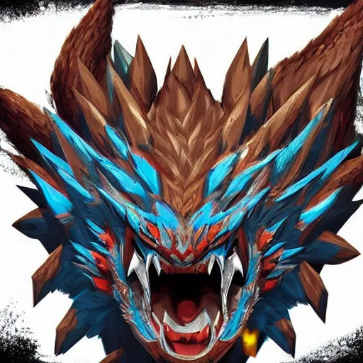 Prompt: concept art of zinogre from monster hunter, vector art, by cristiano siqueira, brush hard, highly detailed, artstation, high quality