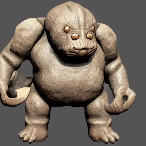 Prompt: a 3 d model of geodude found in the game files of bloodborne