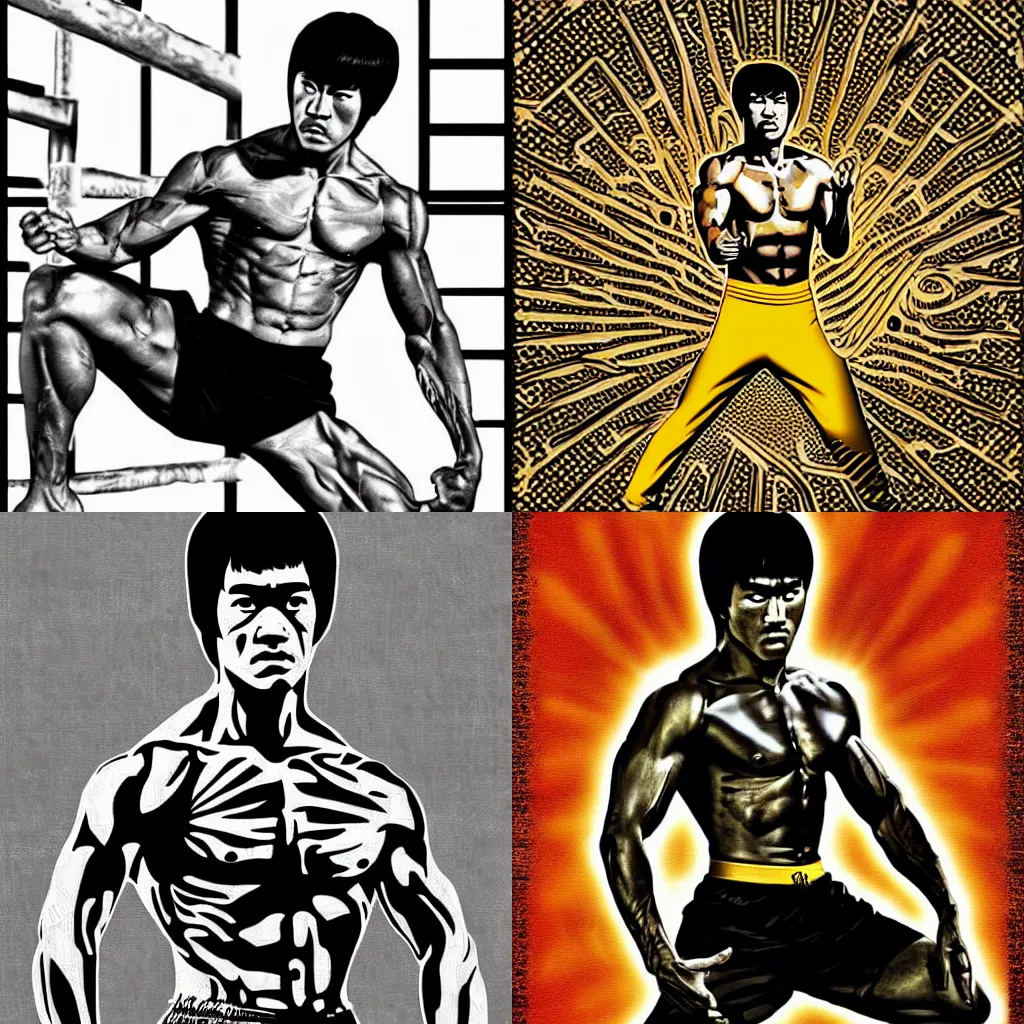 Prompt: bruce lee on steroids,very intricate, high detail digital art