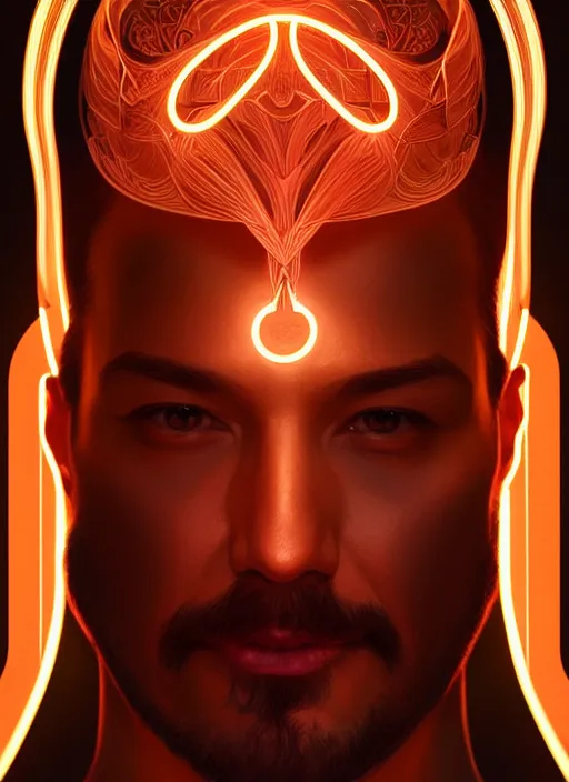 Image similar to symmetry portrait of markiplier, glowing lights, intricate, elegant, highly detailed, digital painting, artstation, concept art, smooth, sharp focus, illustration, art by artgerm and greg rutkowski and alphonse mucha