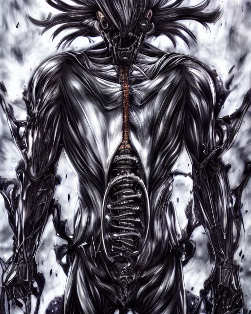 Prompt: ken kaneki by yoshitaka amano, by hr giger, biomechanical, 4 k, hyper detailed, hyperrealism, anime