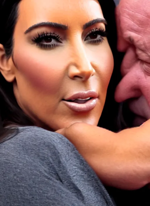 Image similar to film still of kim kardashian being cradled to sleep by alex jones, 8 k