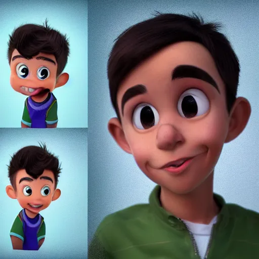 Prompt: A set of 10 images, showing a different emotion in each image, of new cartoon character of a boy in the mix of disney and pixar style, name of the character is chad, 8k, insane details, ultra realistic, octane render, photorealistic, hyperrealism