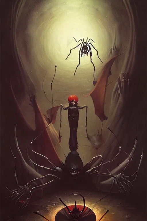 Image similar to hieronymus bosch, greg rutkowski, anna podedworna, painting of drow becoming a demon spider god