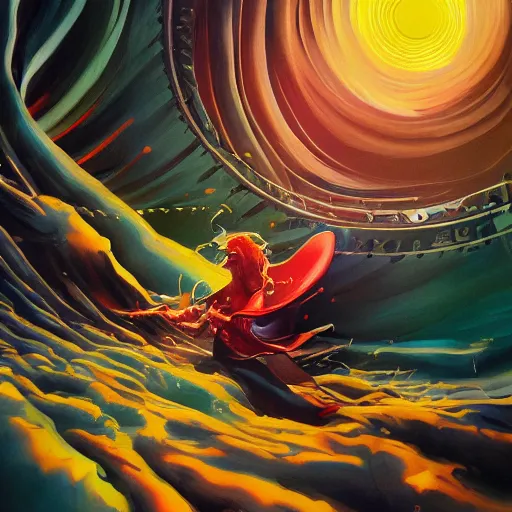 Prompt: a beautiful painting of falling into a blackhole in the beer isle, bold colors, dramatic lighting, great composition, detailed, trending on artstation