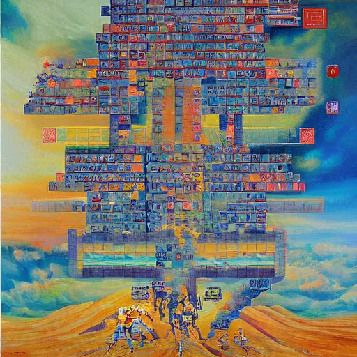 Image similar to an epic oil painting depicting the Konami Code