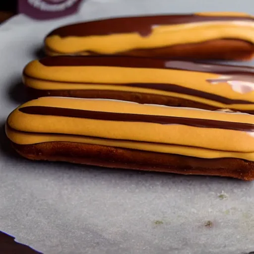 Prompt: an eclair with a forest on top of the icing