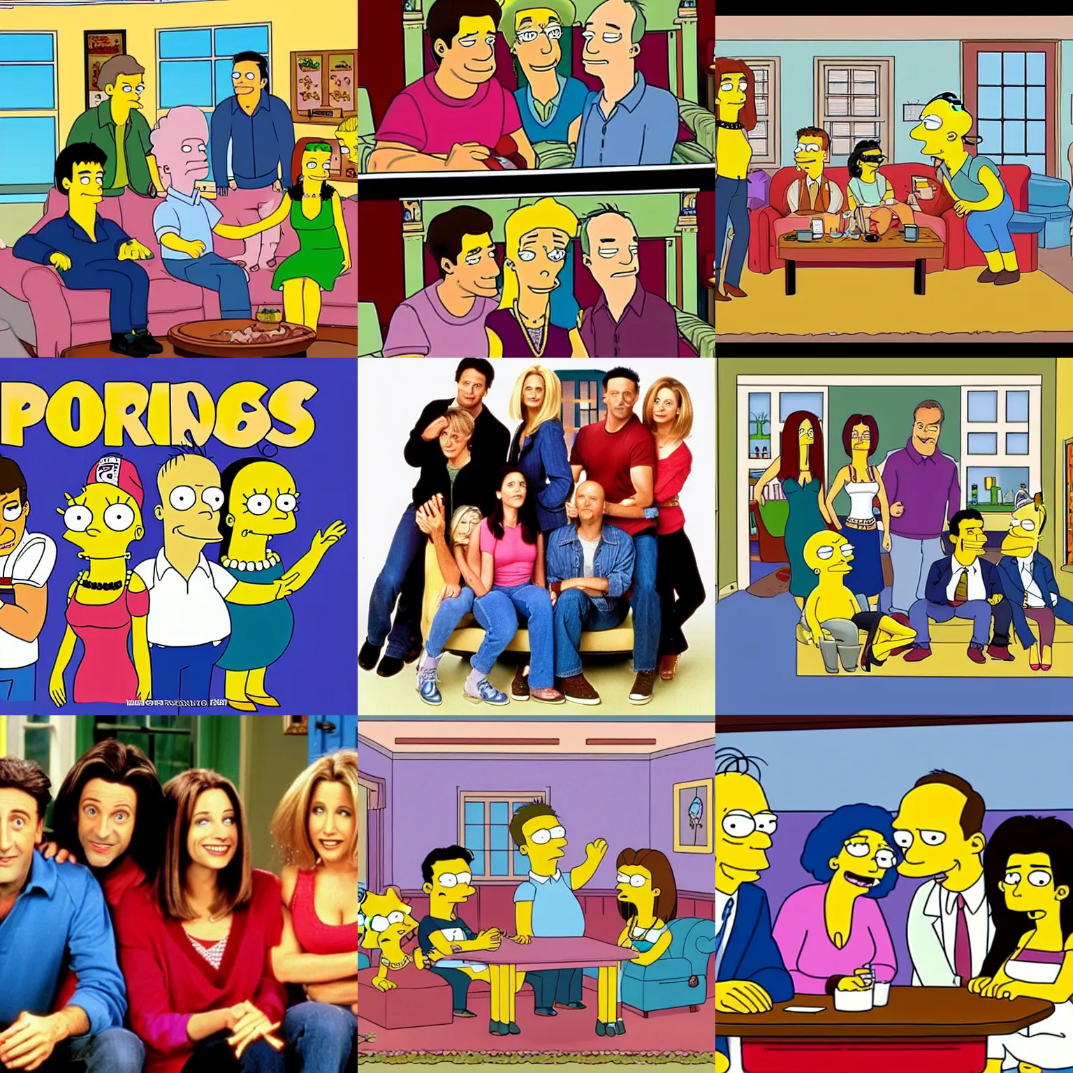 Prompt: a scene from the 90's sitcom Friends in the style of The Simpsons