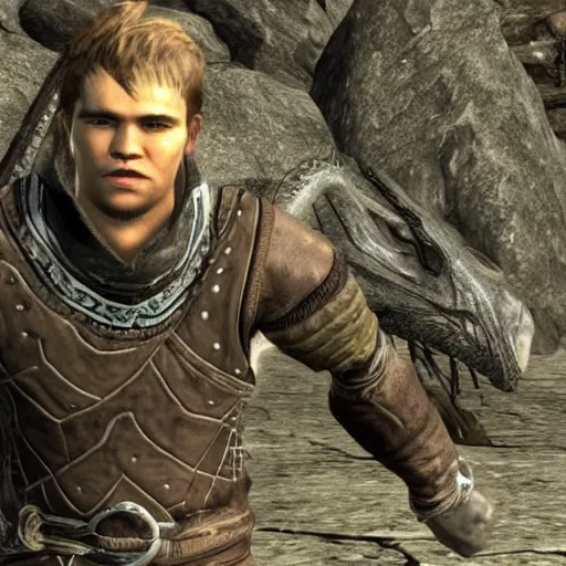 Prompt: Magnus Carlsen as a character in Skyrim