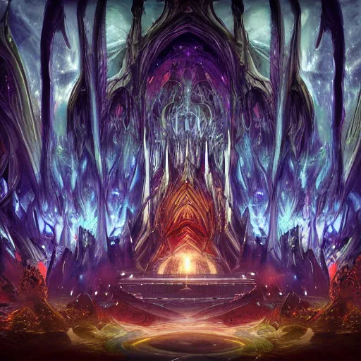 Prompt: a cosmic demonic cathedral, epic fantasy art, cosmic atmosphere, futuristic, cosmic architecture, high definiton, high detail, photo - realistic, ultra realistic, hyper realistic, trending on artstation, deviantart, ultra hd, 4 k uhd,