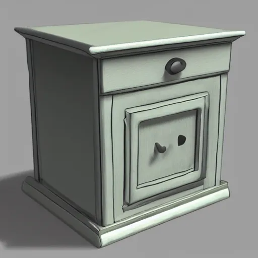 Prompt: bedside table in the style of frog, concept art