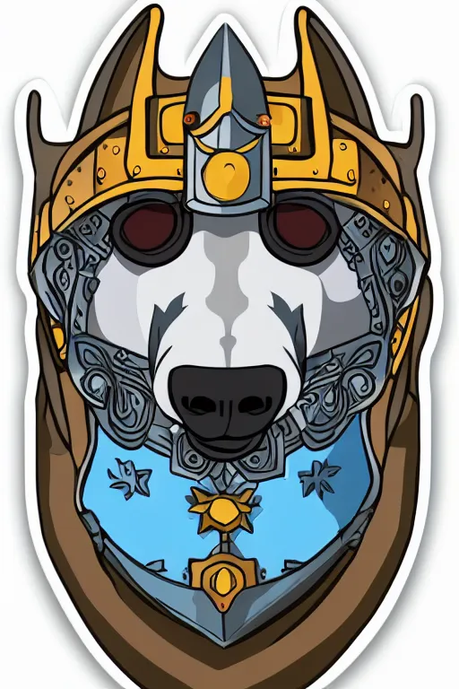 Image similar to Portrait of a polar bear in medieval armor, knight, medieval, sticker, colorful, illustration, highly detailed, simple, smooth and clean vector curves, no jagged lines, vector art, smooth