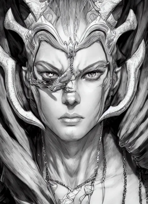 Prompt: close up portrait of a beautiful draenei, powerful, domineering, stoic, masterful, intense, ultrafine hyperdetailed illustration by kim jung gi, irakli nadar, intricate linework, sharp focus, octopath traveler, yoji shinkawa, highly rendered, detailed, concept art