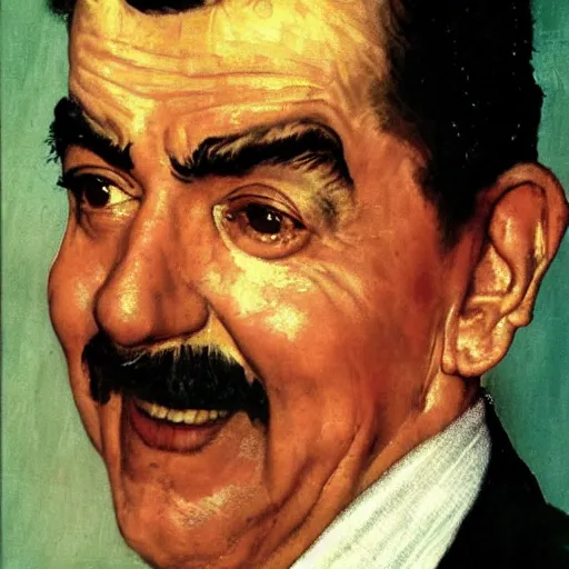 Image similar to norman rockwell painting of ernie kovacs, closeup face.