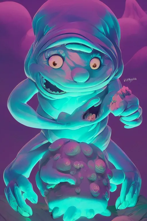 Image similar to smurf ghost creature animal sushi cristal very big eye roots cactus elemental flush of force nature micro world fluo fishscale, behance hd by jesper ejsing, by rhads, makoto shinkai and lois van baarle, ilya kuvshinov, rossdraws radiating a glowing aura global illumination ray tracing hdr