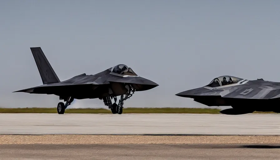 Image similar to big budget horror movie about f22 raptors.