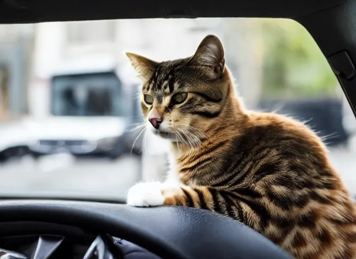 Image similar to a cat as an uber driver