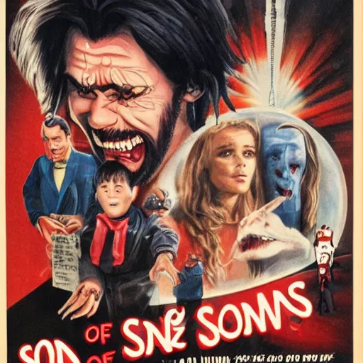 Prompt: son of the morbius, comedy film, kid, movie poster, hd