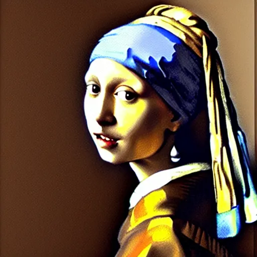 Image similar to greg manchess portrait painting of the girl with the pearl earring with the face of mona lisa, medium shot, asymmetrical, profile picture, organic painting, sunny day, matte painting, bold shapes, hard edges, street art, trending on artstation, by huang guangjian and gil elvgren and gerald brom