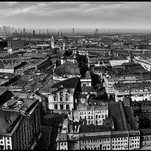 Prompt: Pruszków panorama cinematic shot by Andrei Tarkovsky