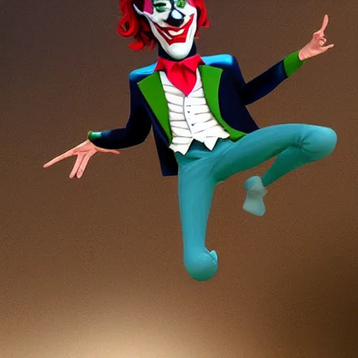 Image similar to a joker wearing suspended trouser dancing on the roof, 8k, realistic