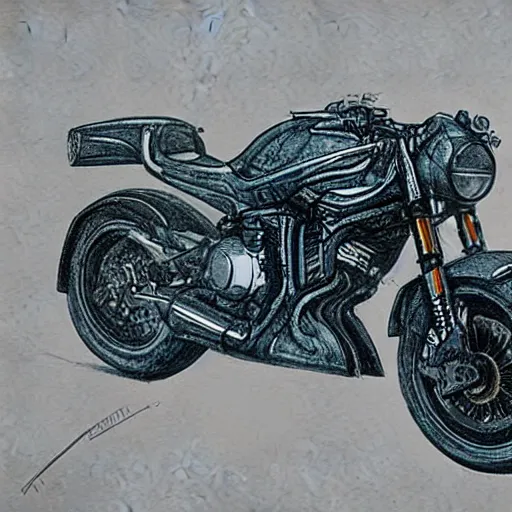 Image similar to concept art prometheus motorcycle blueprint