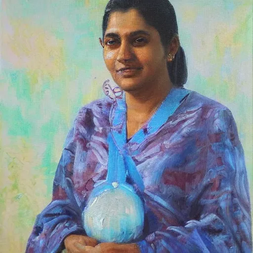 Image similar to yohani de silva, oil painting