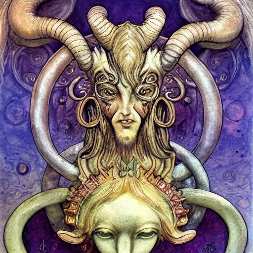 Image similar to aries zodiac artwork, mystic style, detailed, 8 k, symmetrical, by brian froud