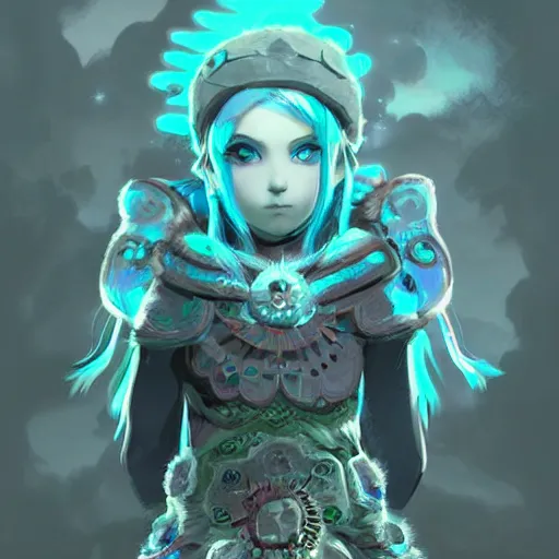 Image similar to kerli koiv in the art style of breath of the wild, grimdark dramatic lighting, digital art, intricate, highly detailed, matte painting, fine art