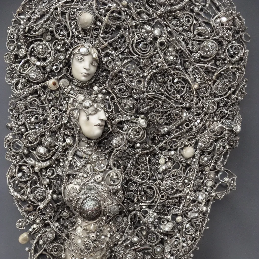 Prompt: futuristic intricate detailed sculpture of cosmic space empress grambiah, stone and glass, gorgeous