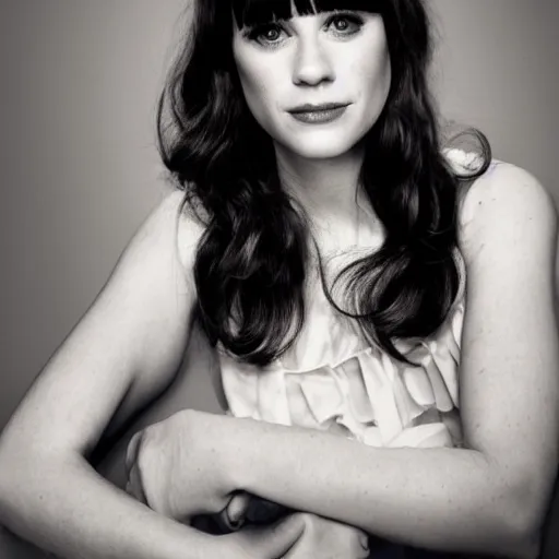 Prompt: portrait of zooey deschanel and christina hendricks hybrid by mario testino, headshot, detailed, award winning, sony a 7 r