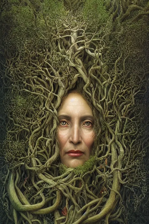 Prompt: intricate stunning highly detailed portrait of baba yaga, 🌱, by agostino arrivabene and vladimir kush, surreal, digital painting, ultra realistic, dramatic lighting, twisted vines, lush plants, pristine water, artstation