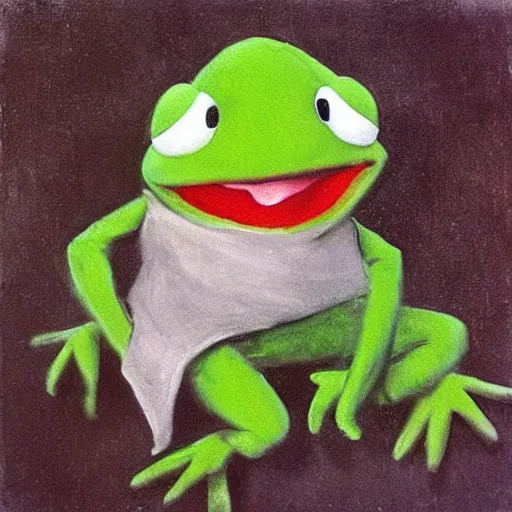 Prompt: “Kermit the Frog painted by Francisco Goya”