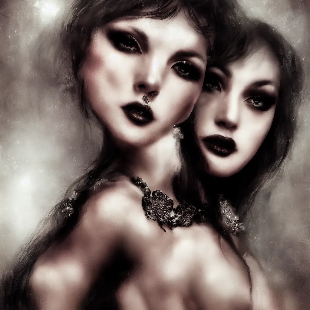 Image similar to sensual portrait of a mistress, face closeup, beautiful, delicate lighting, goth, digital art