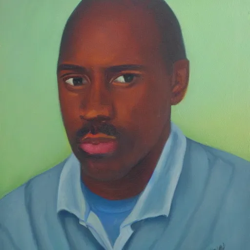 Prompt: bob burrough self portrait. Oil on canvas.