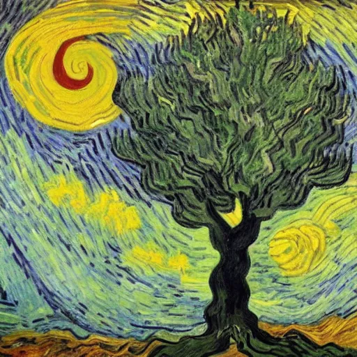 Image similar to a tree with eyes, award winning art, by van gogh