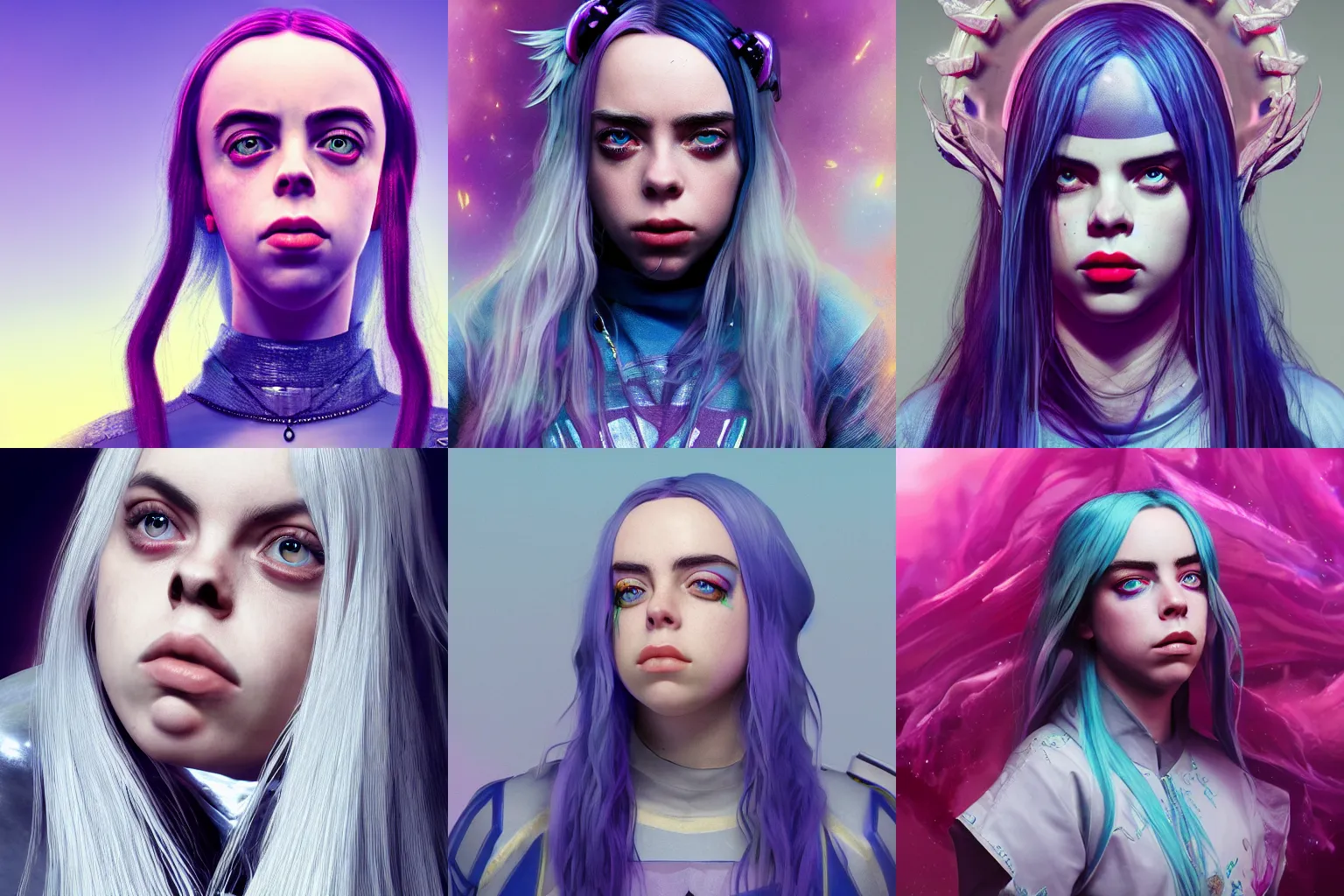 Image similar to Billie Eilish as the empress of tomorrow, ultra realistic, Artstation, 8K resolution, 3D HDR, epic design