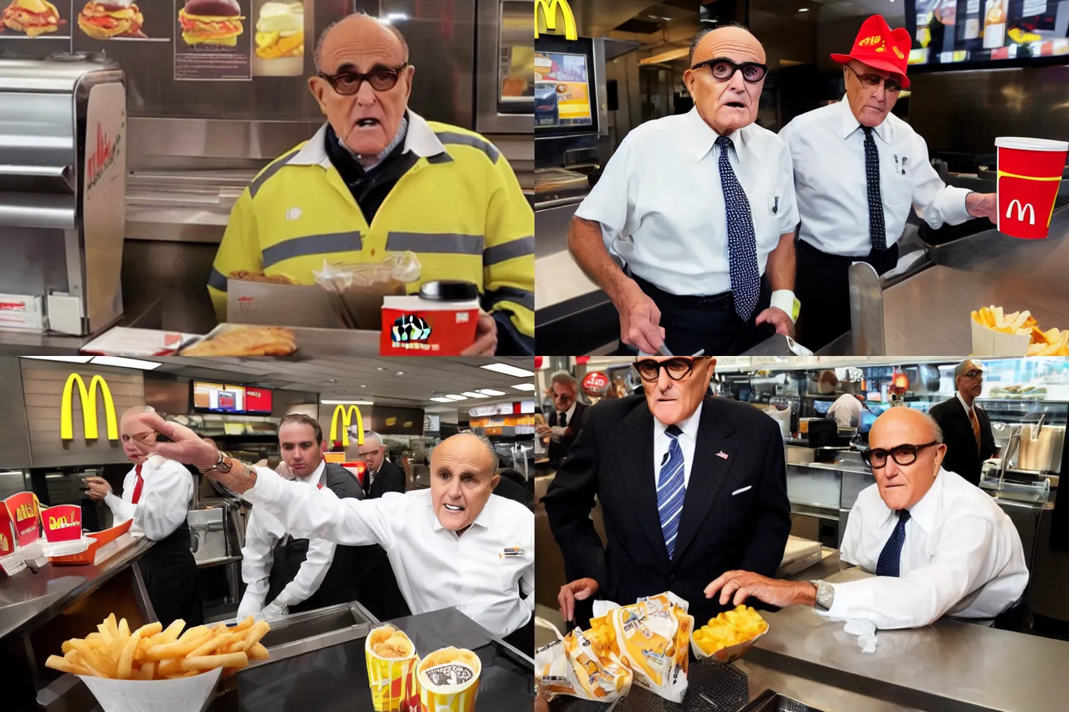 Prompt: Rudy Giuliani working at McDonalds