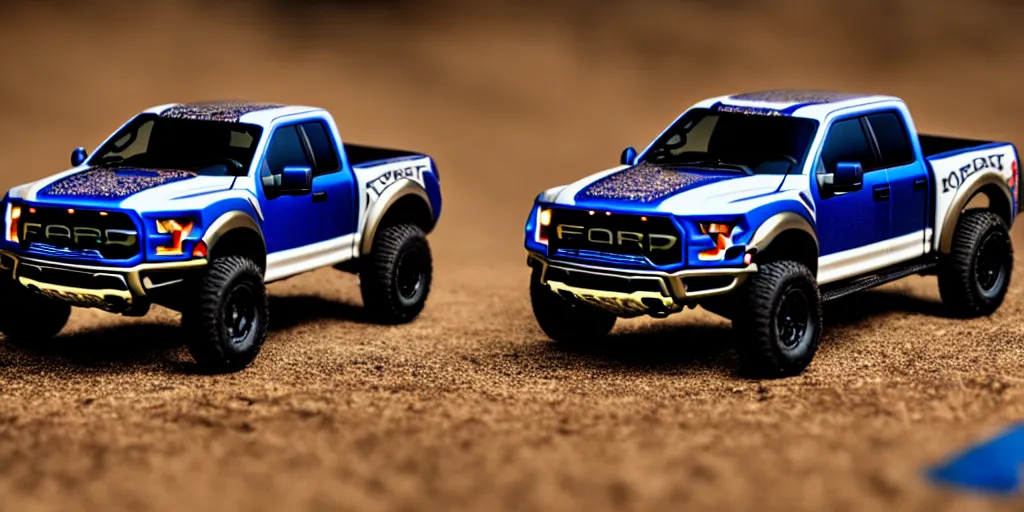 Image similar to Hot Wheels, Ford F-150 Raptor, cinematic, Maxxis, 8k, depth of field, bokeh.