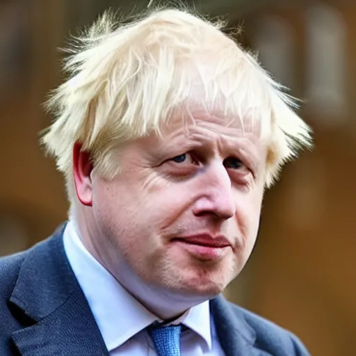 Image similar to boris johnson looking sad while wearing a maid costume