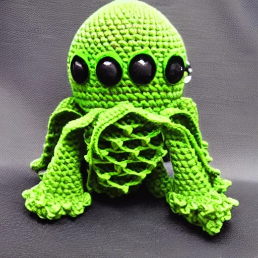 Image similar to a crocheted cthulhu toy for a baby