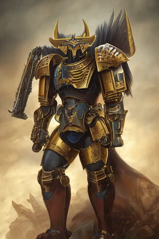 Image similar to cute caracal wearing armor portrait heros warhammer 4 0 k horus heresy fanart - the primarchs emperor by johannes helgeson animated with vfx concept artist & illustrator global illumination ray tracing hdr fanart arstation zbrush central hardmesh 8 k octane renderer comics stylized