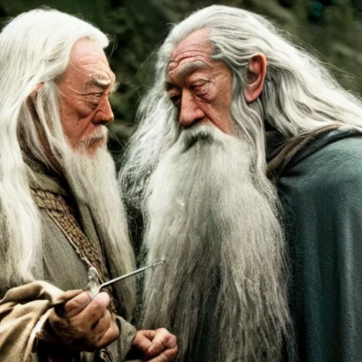 Image similar to michael gambon and gandalf in lord of the rings