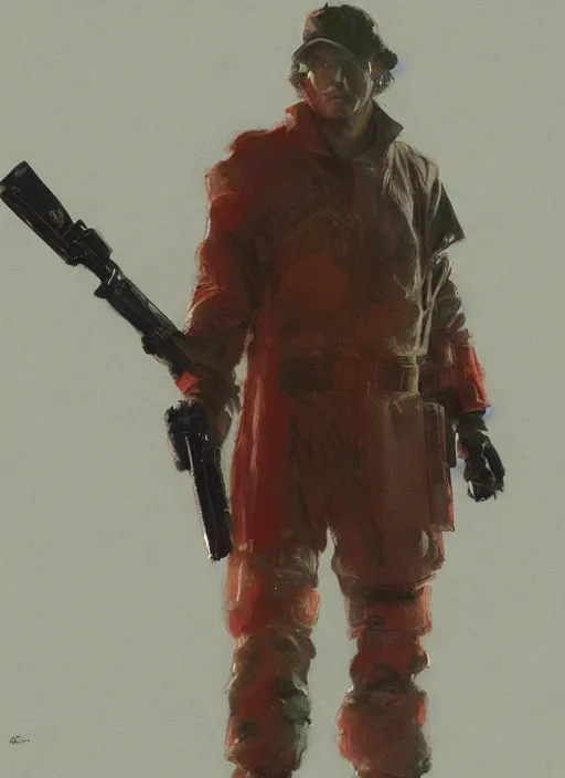 Image similar to Ronald McDonald in Tactical Gear with a baseball bat, blade runner 2049 concept painting. Epic painting by Craig Mullins and Alphonso Mucha. ArtstationHQ. painting with Vivid color