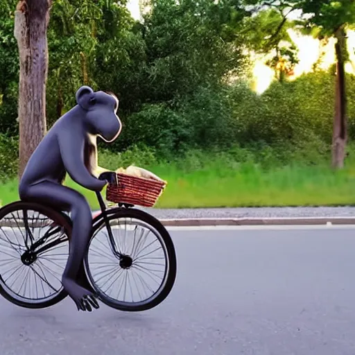 Prompt: a bicycle riding a monkey