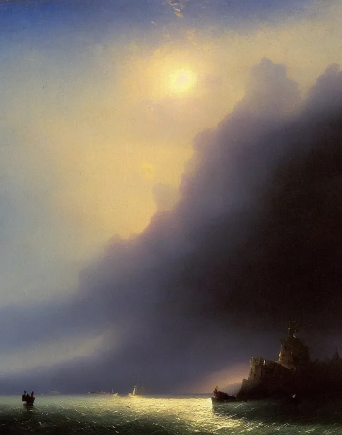 Image similar to a building in a stunning landscape by Ivan Aivazovsky