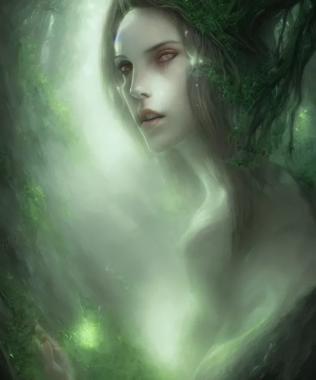 Prompt: dullahan by charlie bowater and titian and artgerm, full - body portrait, intricate, face, forest, elegant, green mist, beautiful, highly detailed, dramatic lighting, sharp focus, trending on artstation, artstationhd, artstationhq, unreal engine, 4 k, 8 k