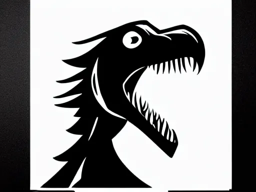 Image similar to stylized angry energetic dynamic velociraptor!!! sports logo black and white sketch!!!