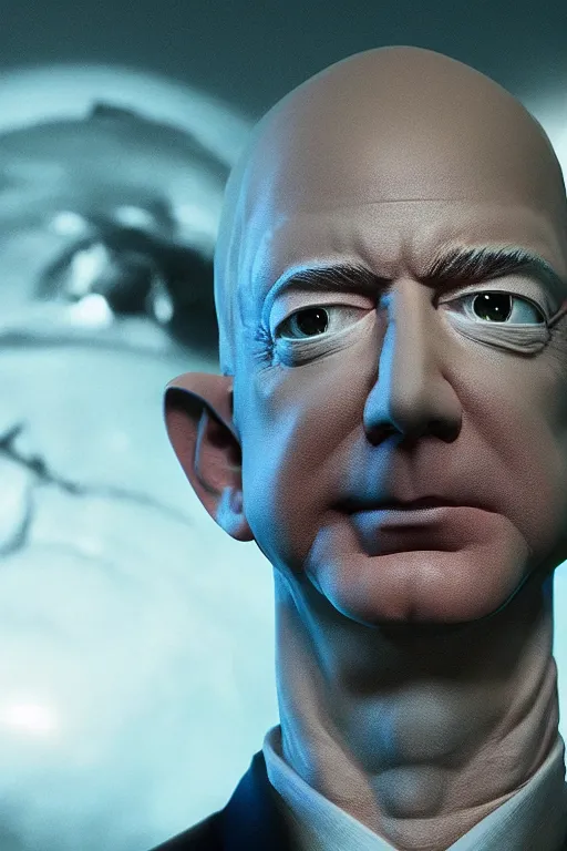 Prompt: jeff bezos as an alien invader, photorealistic, cinematic lighting, highly detailed, very intricate, by guillermo del toro